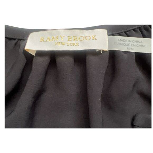 Ramy Brook Blouse Womens Med Lali Black Dramatic Bell Sleeve V-Neck Whimsigoth - Picture 5 of 12